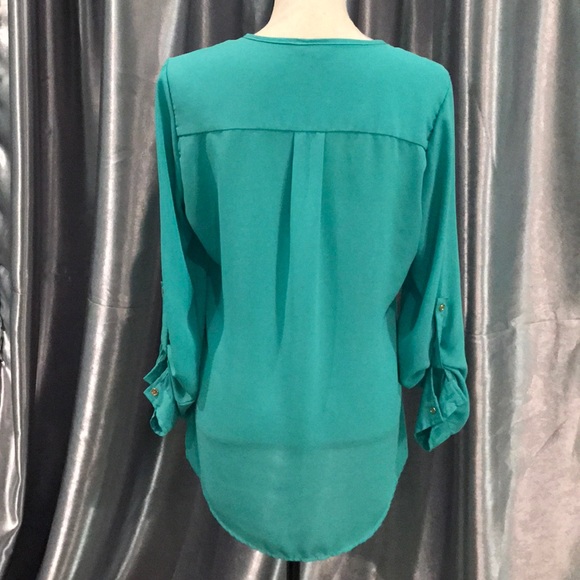 Mint Blue Button Up Blouse - Picture 4 of 4